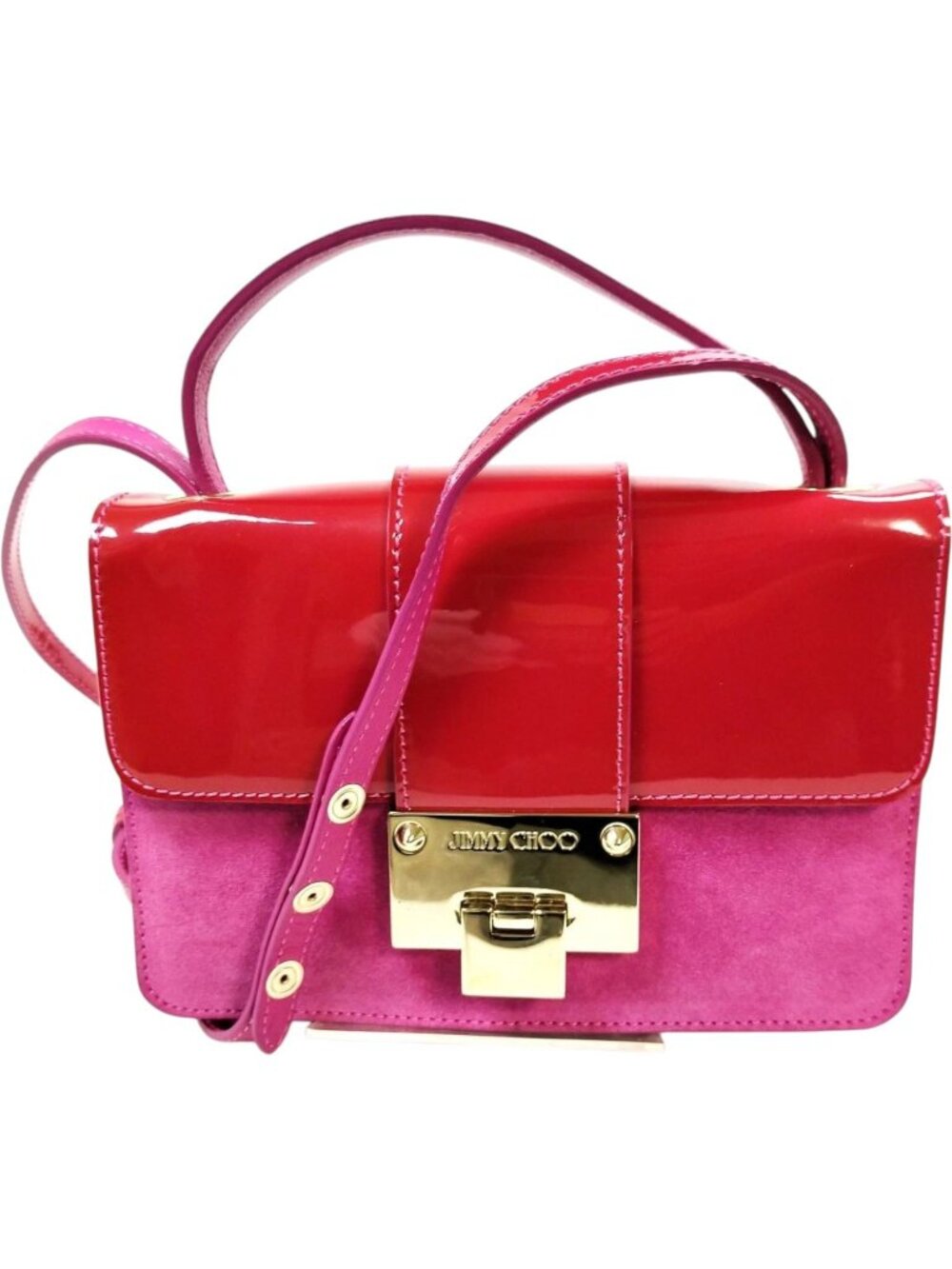 (L5) Jimmy Choo Crossbody Bag Pink Patent Leather